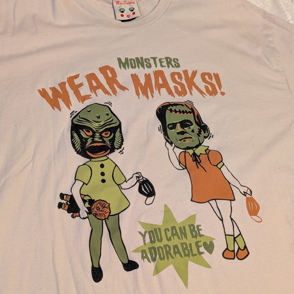 Miss Ladybug XXL t-shirt Monsters Wear Masks EUC Halloween you can be adorable